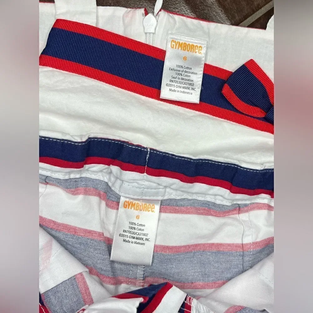 Gymboree white/red/blue tank top short set sz 6